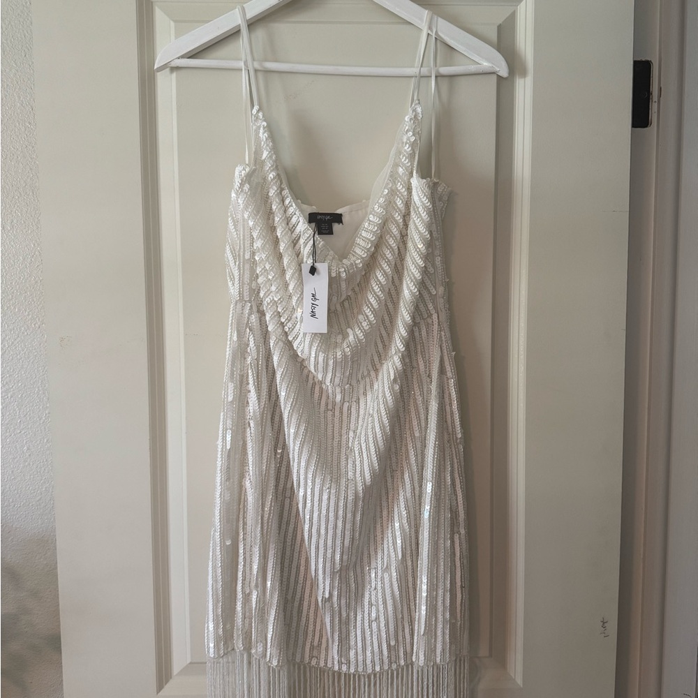 Nasty Gal Cream Tiered Slip Cocktail Dress